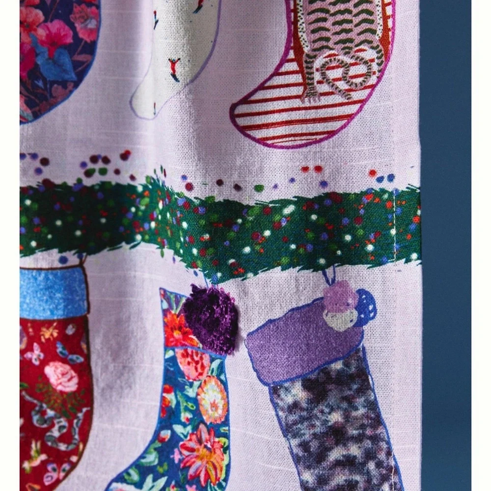 Embroidered Festive Stockings Dish Towel